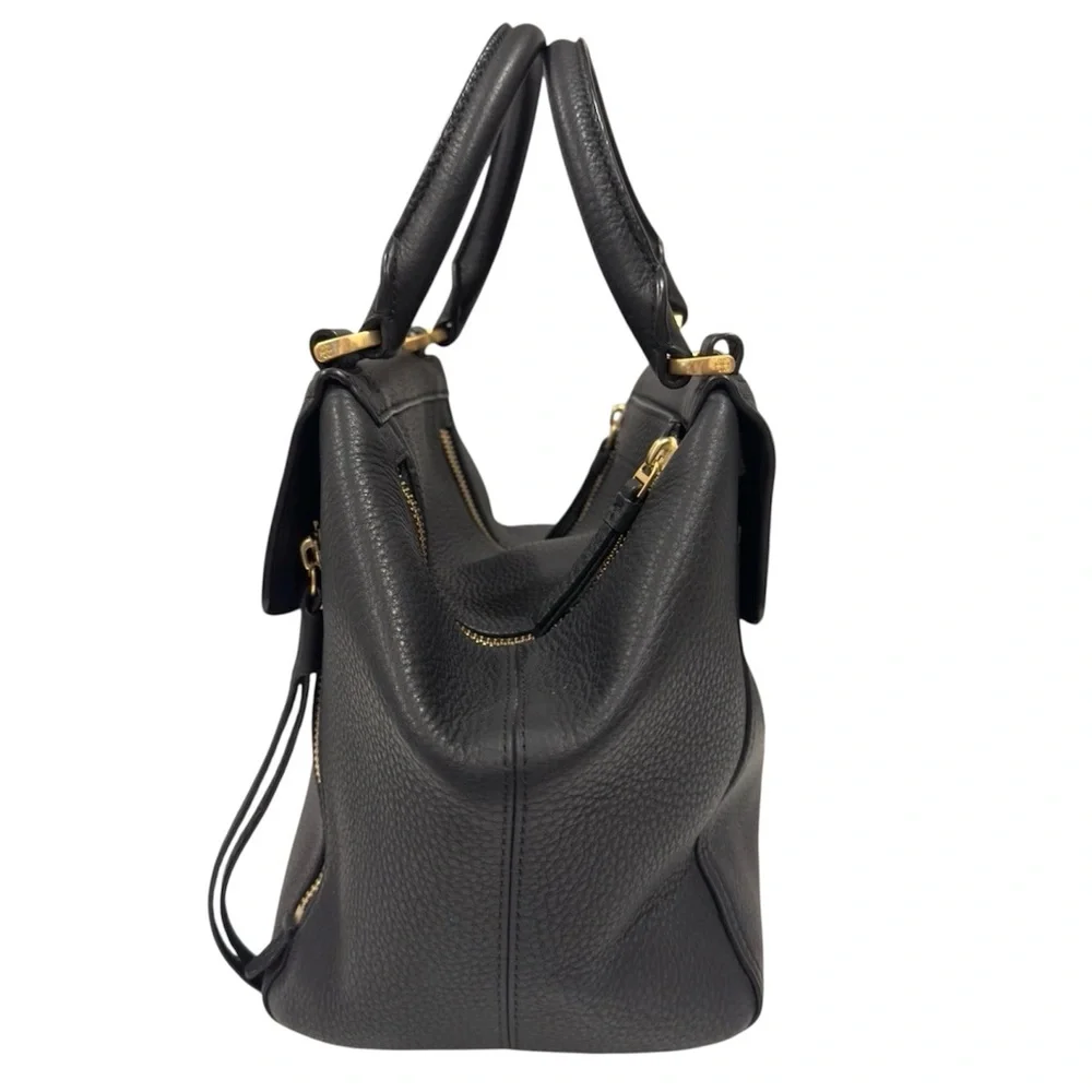 NWOT Tory Burch Black Half Moon Satchel with Gold Accents - Picture 4 of 5